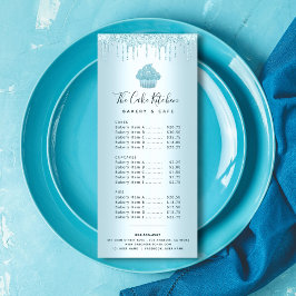 Carte Publicitaire Parties scintillant Turquoise Cupcake Bakery Pâtis