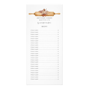 Carte Publicitaire Pâtisserie Chef Aquarelle Floral Rolling Pin