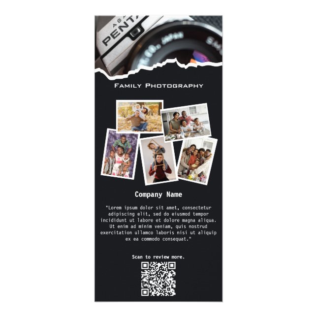 Carte Publicitaire Photographie de famille noire et blanche (Devant)