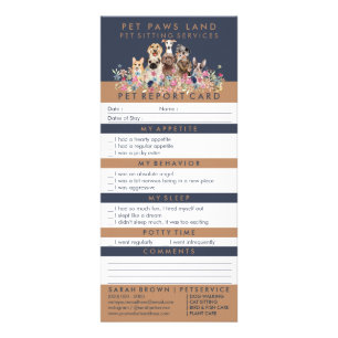 Carte Publicitaire Planche de rapport de compagnie d'animaux de compa