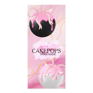Carte Publicitaire Pops de gâteau Boulangerie Traités Rose