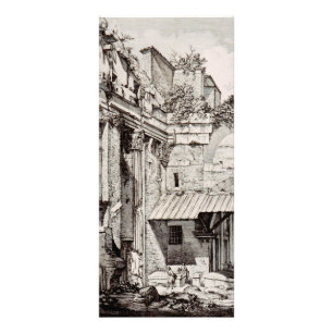 Carte Publicitaire Portique d'Octavie Rome Art en Noir et Blanc