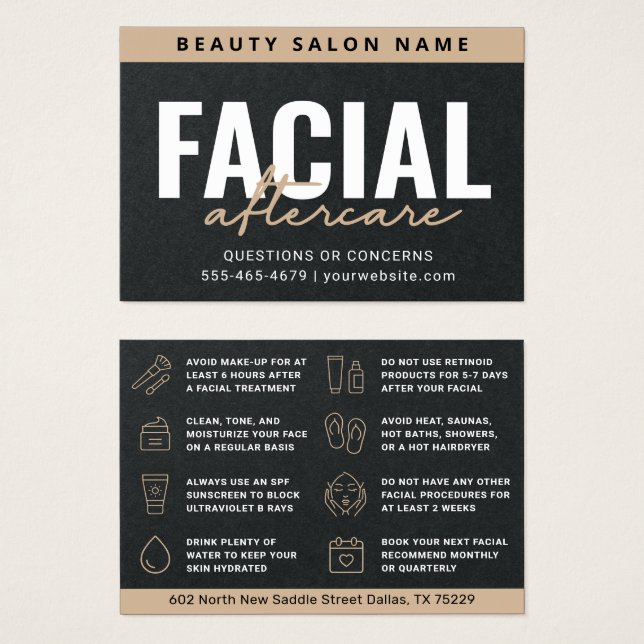Carte publicitaire Premium Black Facial (Devant & derrière)