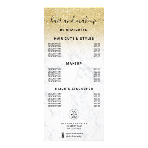 Carte Publicitaire Prix de maquillage des cheveux en marbre parties s