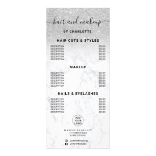 Carte Publicitaire Prix de maquillage en parties scintillant d'argent