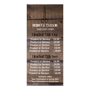 Carte Publicitaire Prix et service du salon Rustic Wood Scissor