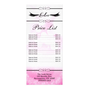Carte Publicitaire Prix rose de salon de beauté de prolongements de