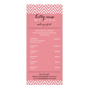 Carte Publicitaire PRIX SERVICES LISTE cool chevron motif corail