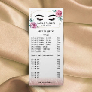 Carte Publicitaire Prix vintage Floral Géométrique Rose Or Salon Prix
