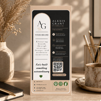 Carte Publicitaire Rappel de rendez-vous QR Code Luxe Noir Beige