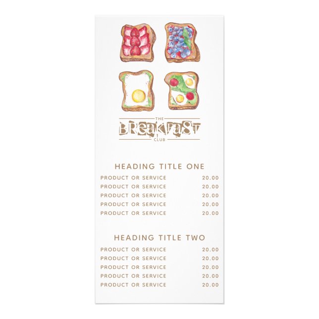 Carte Publicitaire Restaurant Watercolor Breakfast Business (Devant)