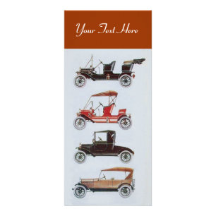 Carte Publicitaire RETRO CARS 2- réparation automobile brun