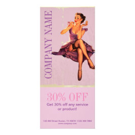 Carte Publicitaire rétro pin's Girl Hair Maquillage Artiste Cosmetolo