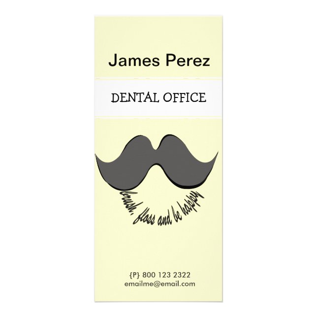 Carte Publicitaire Rire Dentiste Dentiste Moustache Floss (Devant)