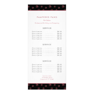 Carte Publicitaire Rose Gold Glitter Paw Prints Pet Salon Service