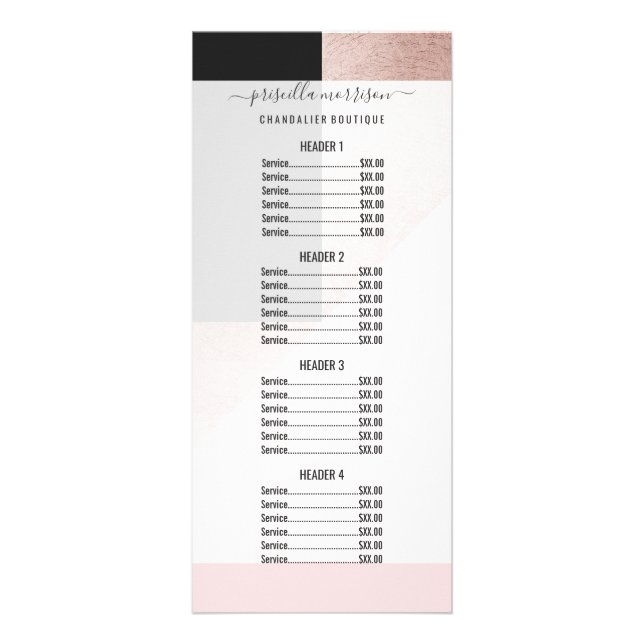Carte Publicitaire Rose moderne Gold Noir Blush rose Géométrique (Devant)