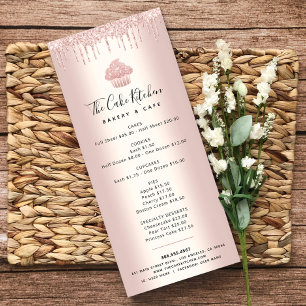 Carte Publicitaire Rose Parties scintillant or Boulangerie Cupcake Pâ