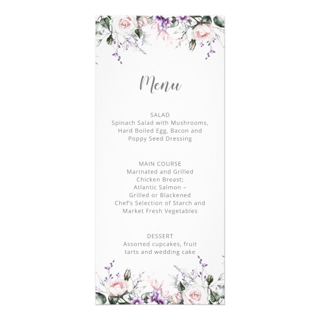 Carte Publicitaire Roses roses violettes violet Fleur sauvage Mariage (Devant)