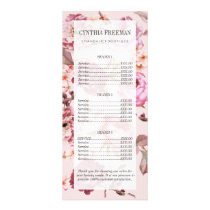 Carte Publicitaire Rougissent les roses floraux d'aquarelle rose et