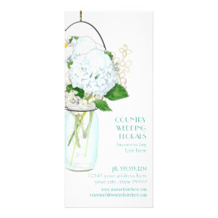 Carte Publicitaire Rustique Pays Mason Fleurs Jar Blanches Hydrangeas