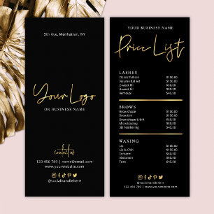 Carte Publicitaire Salon Black & Faux Gold Logo Prix Moderne