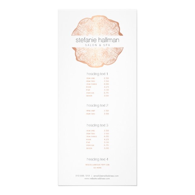 Carte Publicitaire Salon de Belle Bio Rose Gold Tree Rings (Devant)