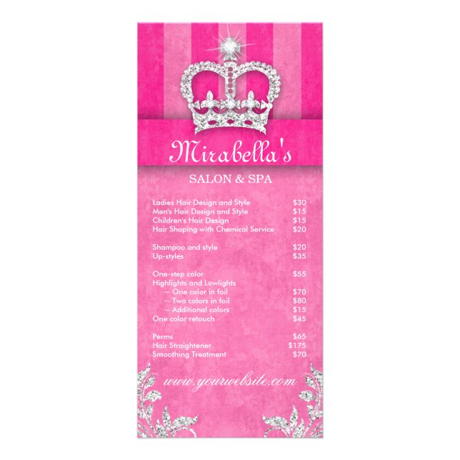 Carte Publicitaire Salon de cheveux Beauté Rack Card Bijoux Swirl ros (Devant)