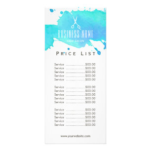 Carte Publicitaire Salon de cheveux Elegant Blue Watercolor Tarifs