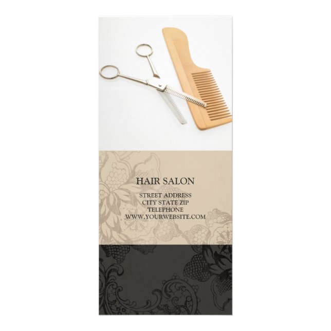 Carte Publicitaire Salon de cheveux Services Tarifs {Beige} (Devant)