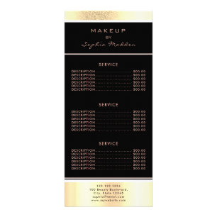 Carte Publicitaire Salon de maquillage Gold Ombre Parties scintillant