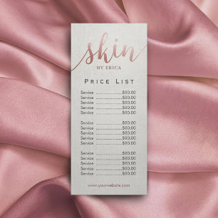 Carte Publicitaire Salon de soins de la peau Spa Esthétique Liste des