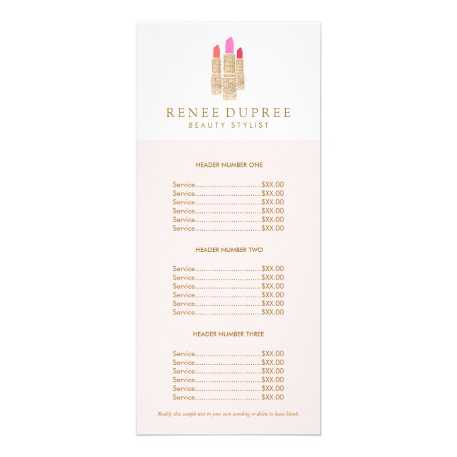 Carte Publicitaire Sequin Lipstick Logo Maquillage Artiste Pink Tarif (Devant)