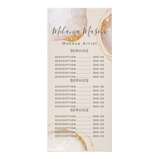 Carte Publicitaire Service de Salon de Parties scintillant d'or Abstr (Devant)