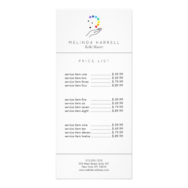 Carte Publicitaire Soin Logo Main Reiki, Massage, Bien-Être (Devant)