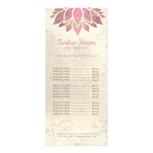 Carte Publicitaire soins esthétiques lotus rose chaud sur faux feuil