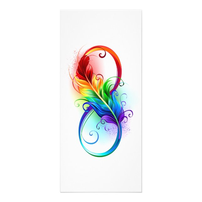 Carte Publicitaire Symbole d'infini avec plume arc-en-ciel (Devant)
