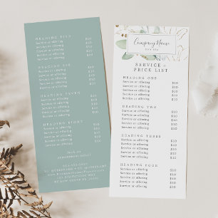 Carte Publicitaire Tarif Affaires à double face Airy Greenery
