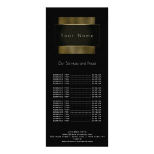 Carte Publicitaire Tarif Minimal Or Noir Blanc Élégant