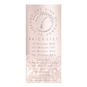 Carte Publicitaire Tarif Rose Blush Electrolyse Retrait des cheveux