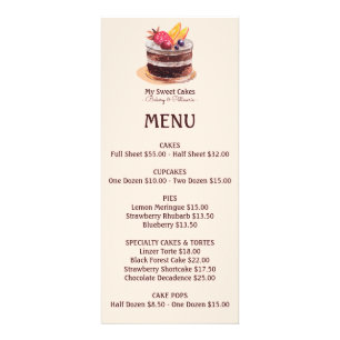 Carte Publicitaire Tarte pâtisserie cupcake pâtisserie Aquarelle dess