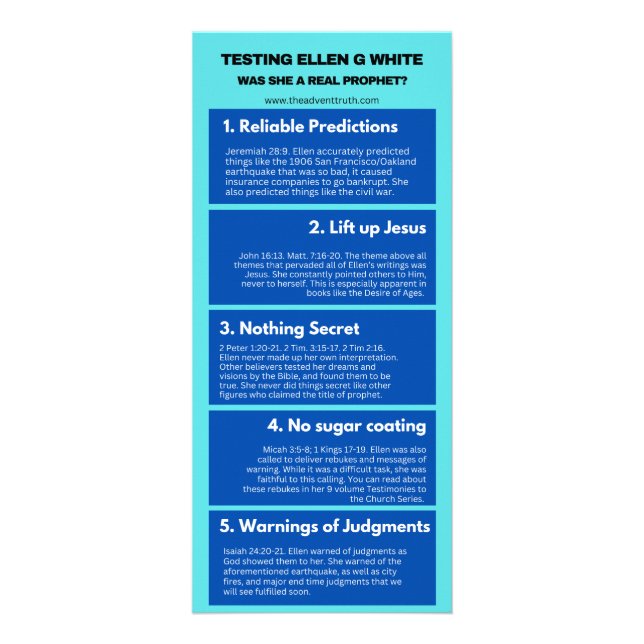 Carte Publicitaire Test d'Ellen G. White (Devant)