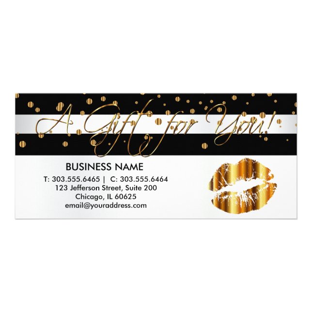Carte Publicitaire Un certificat cadeau Gold Lip 💋 Confetti (Devant)