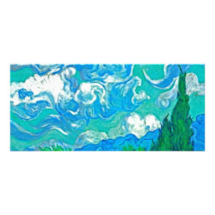 Carte Publicitaire Van Gogh Wheatfield avec Cyprès