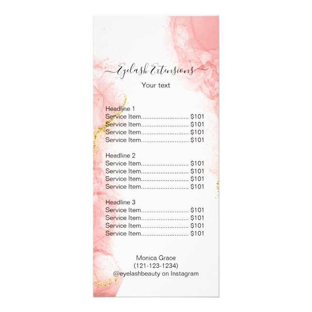 Carte Publicitaire Vibrer Rose Or Agate Beauté Maquillage Salon Prix (Devant)