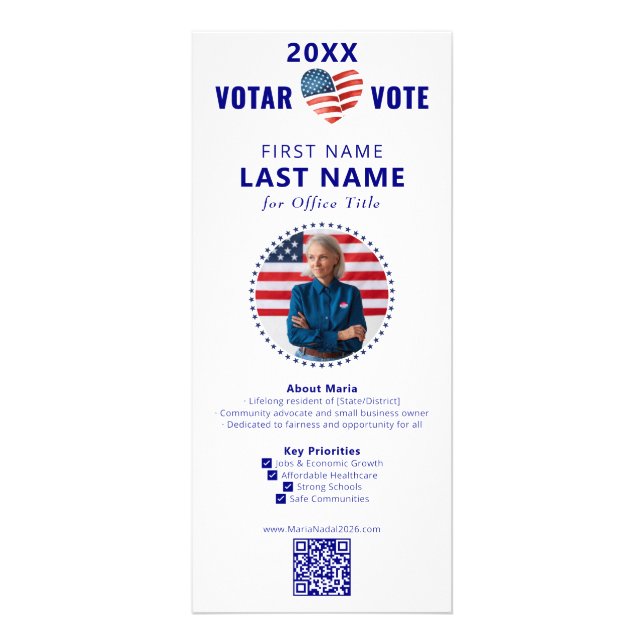 Carte Publicitaire VOTAR VOTE Espagnol Anglais Bilingue Politique (Devant)