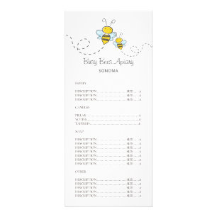 Carte Publicitaire Whimsical Honey Bees Apiary Beekeeper Tarifs