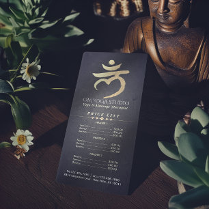 Carte Publicitaire YOGA Studio Tarifs Racine Chakra Mantra SYMBOLE LA