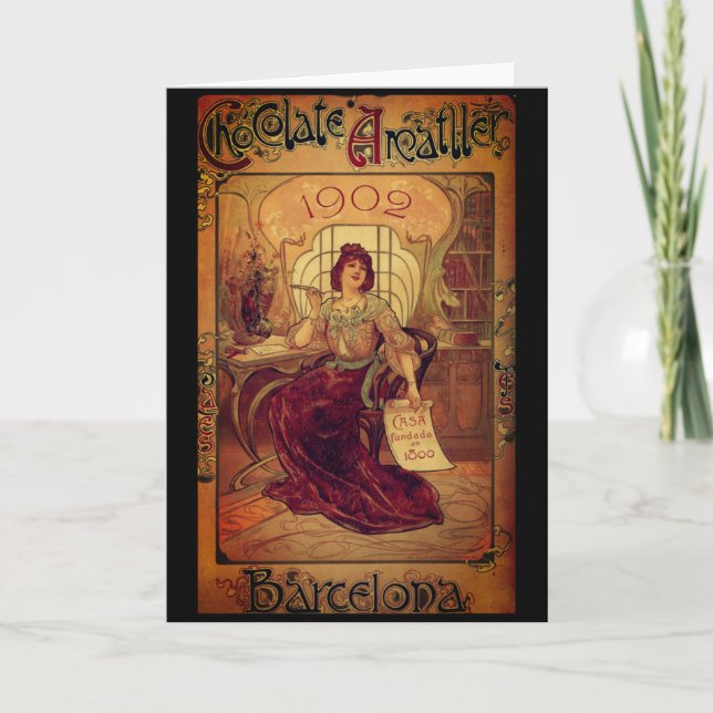 Carte Publicité au chocolat pour femme victorienne (Devant)