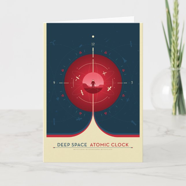 Carte Publicité Sci-Fi, Horloge Atomique Rouge, Espace P (Devant)