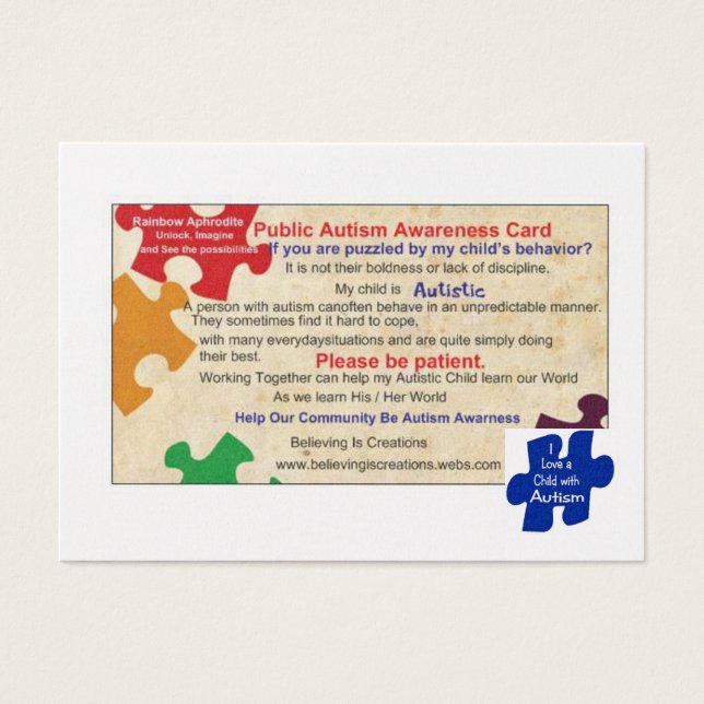 Carte publique d'Awarness d'autisme (Devant)